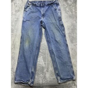 Carhartt FR Jeans Men's 36x34 Blue Denim FRB13 Carpenter Utility Flame-Resistant